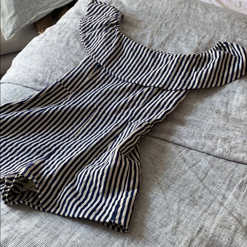 Striped off the shoulder romper